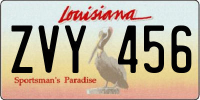 LA license plate ZVY456