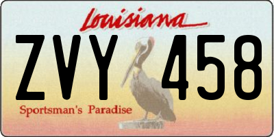 LA license plate ZVY458