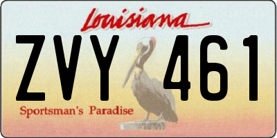 LA license plate ZVY461