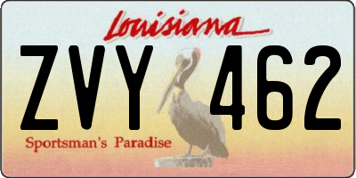 LA license plate ZVY462