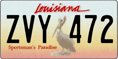 LA license plate ZVY472