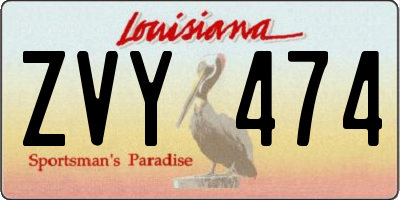 LA license plate ZVY474