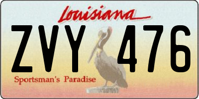 LA license plate ZVY476