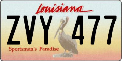 LA license plate ZVY477