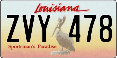 LA license plate ZVY478