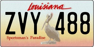 LA license plate ZVY488