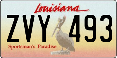 LA license plate ZVY493