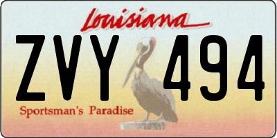 LA license plate ZVY494