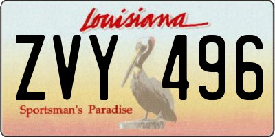 LA license plate ZVY496