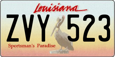 LA license plate ZVY523