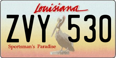 LA license plate ZVY530