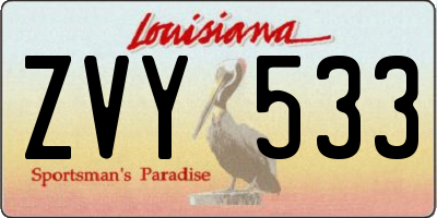 LA license plate ZVY533