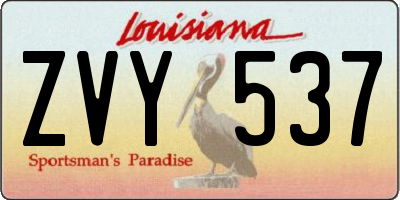 LA license plate ZVY537