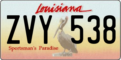 LA license plate ZVY538