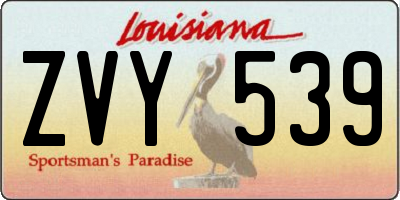 LA license plate ZVY539