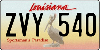 LA license plate ZVY540