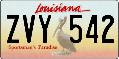 LA license plate ZVY542