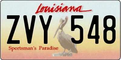 LA license plate ZVY548