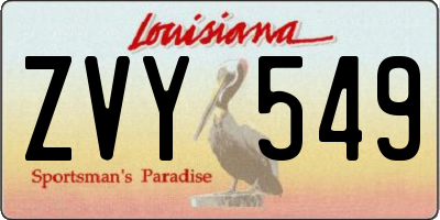 LA license plate ZVY549