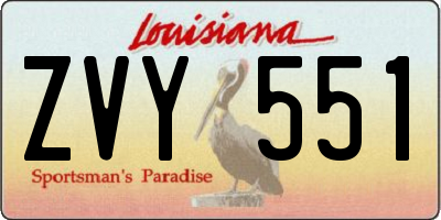 LA license plate ZVY551