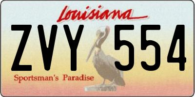 LA license plate ZVY554