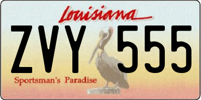 LA license plate ZVY555
