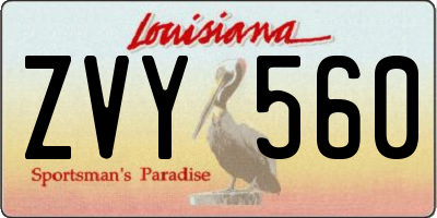 LA license plate ZVY560