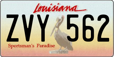 LA license plate ZVY562