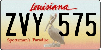 LA license plate ZVY575