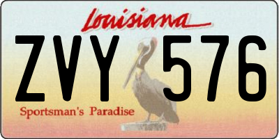 LA license plate ZVY576