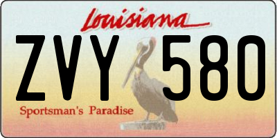 LA license plate ZVY580