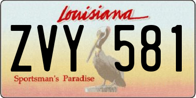 LA license plate ZVY581