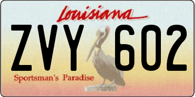 LA license plate ZVY602