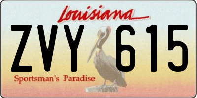 LA license plate ZVY615