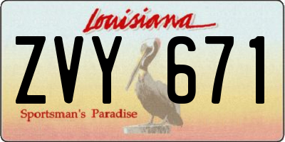 LA license plate ZVY671