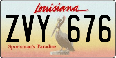 LA license plate ZVY676