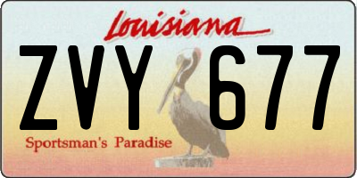 LA license plate ZVY677