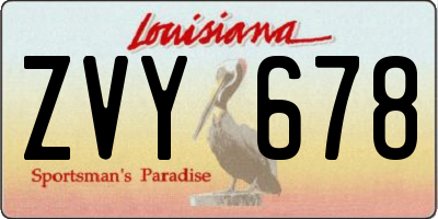 LA license plate ZVY678