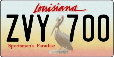 LA license plate ZVY700