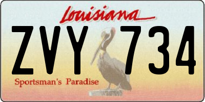 LA license plate ZVY734