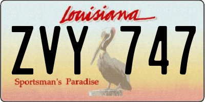 LA license plate ZVY747