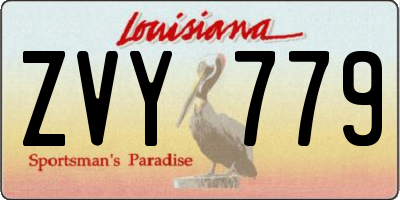 LA license plate ZVY779