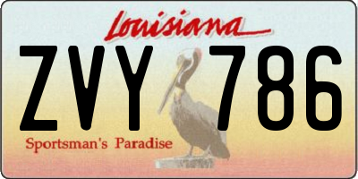 LA license plate ZVY786