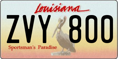 LA license plate ZVY800