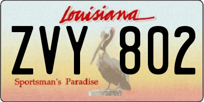 LA license plate ZVY802