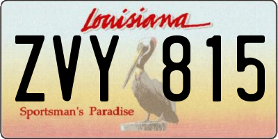 LA license plate ZVY815
