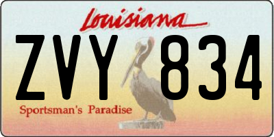 LA license plate ZVY834