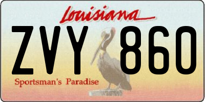 LA license plate ZVY860