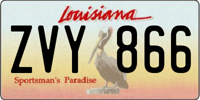 LA license plate ZVY866