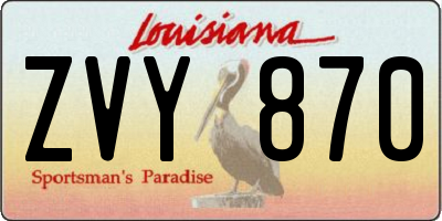 LA license plate ZVY870